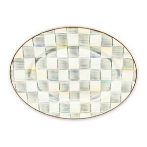 Mackenzie-Childs Sterling Check Small Oval Platter 15.75x11 NEW
